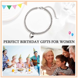 KORAS 50th Birthday Gifts for Women, Heart Charm Birthday Bracelet for Her, Women 50th Birthday Gift Ideas