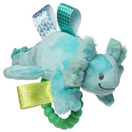 Soft Baby Rattle with Soothing Teether Ring and Sensory Tags, 6-Inches, Fizzy Aqua Axolotl