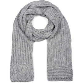 styleBREAKER 01018164 Women's Long Knitted Scarf with Ribs and Pearl Knitting Pattern, Warm Winter Knitted Scarf, Plain, lightgrey