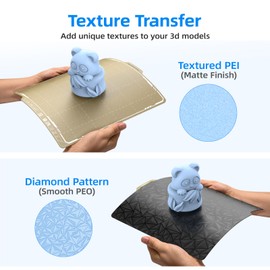 BIQU Smooth PEO+Textured PEI Build Plate Compatible with Bambu-Lab X1C X1E P1P P1S A1, 257x257MM Diamond PEO+Textured PEI Spring Steel Plate Flexible Sheet Print Bed Removable Surface Platform