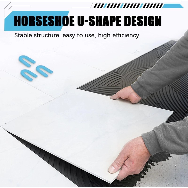 Storystore 400 Horseshoe Tile Spacers, 1/16-Inch U-Shaped 1/16"-400 Pcs, Blue