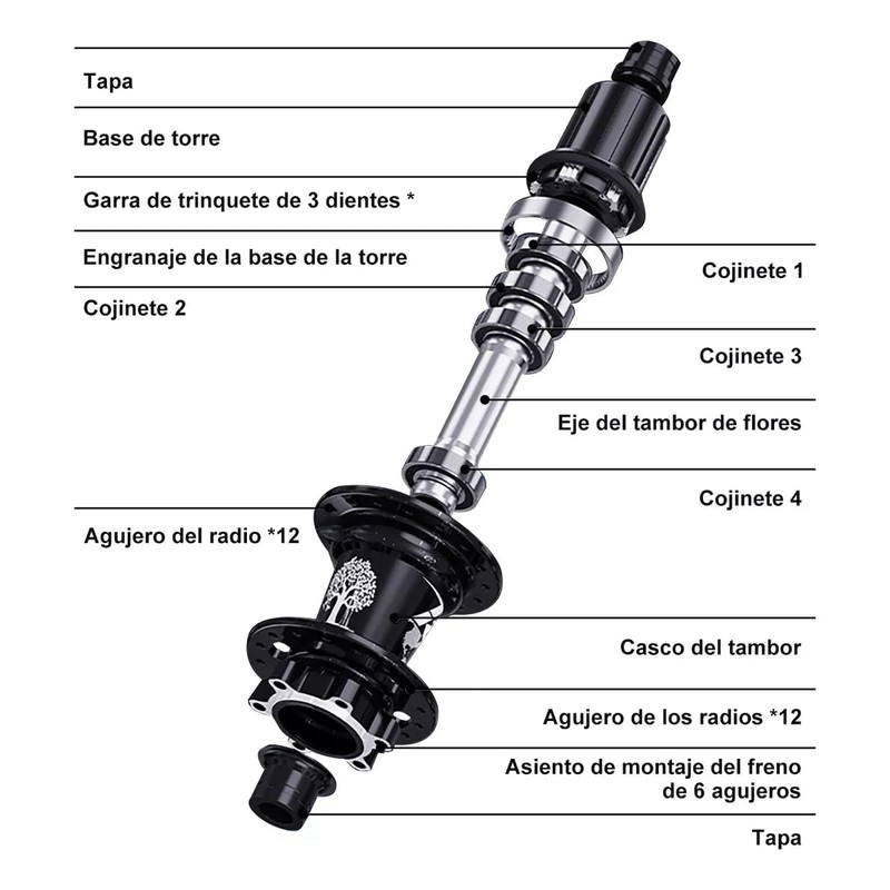 Tanke Mazas Tronadoras MTB 32 Hoyos HG 7-12v Aluminio,Eje para