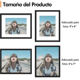 5x7 Pulgada Marco de Fotos, Mostrar Fotos 4x6 con Mat o 5x7 sin Mat, Marco de Fotos para Colgar en la Pared, Negro