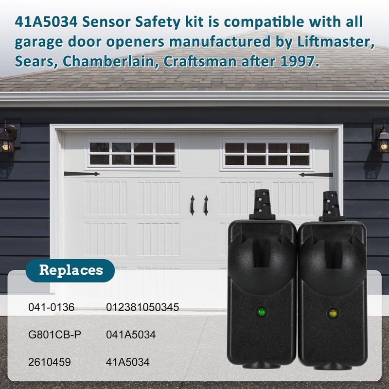 2026 Upgrade 41A5034 Safety Sensor Kit Compatible with Liftmaster Chamberlain