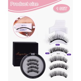 BPTRKOM 1 Paar 3D Magnet Wimpern Natural Look - Wiederverwendbare Wimpern ohne Kleber - Wasserdicht & einfach mit Applikator - Kein Eyeliner benötigt - Magnetisch haftend (04)