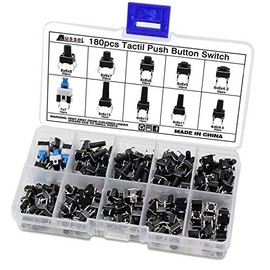 AusseL Aussel Tactile Push Button Switch Micro Momentary Tact Assortment Kit (180pcs)