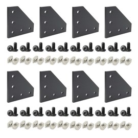 BLCCLOY 8 Sets 10 Series Aluminum Extrusion Profiles Corner Brackets 1010 90Deg Right Angle Black L Connectors wtih T Slot Nuts and Bolts for 1" x 1" 1 Inch 10/10 Slot Extruded Aluminum Connect