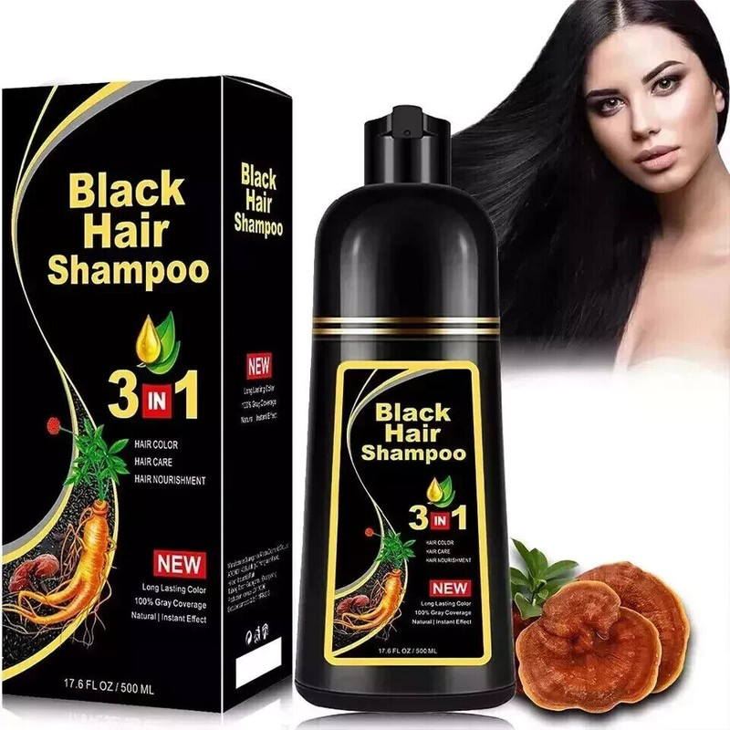 Black Hair Dye Shampoo Natural Instant 3in1 Hair Dye Shampoo