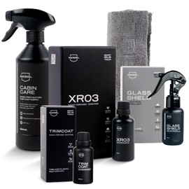 Nasiol Car Nano Protection Package Professional - Advantage Set - Car Care Set (Rain Repellent, Ceramic Coating, Plastic Surface Protection, Fabric Surface Protection, Microfiber Cloth)