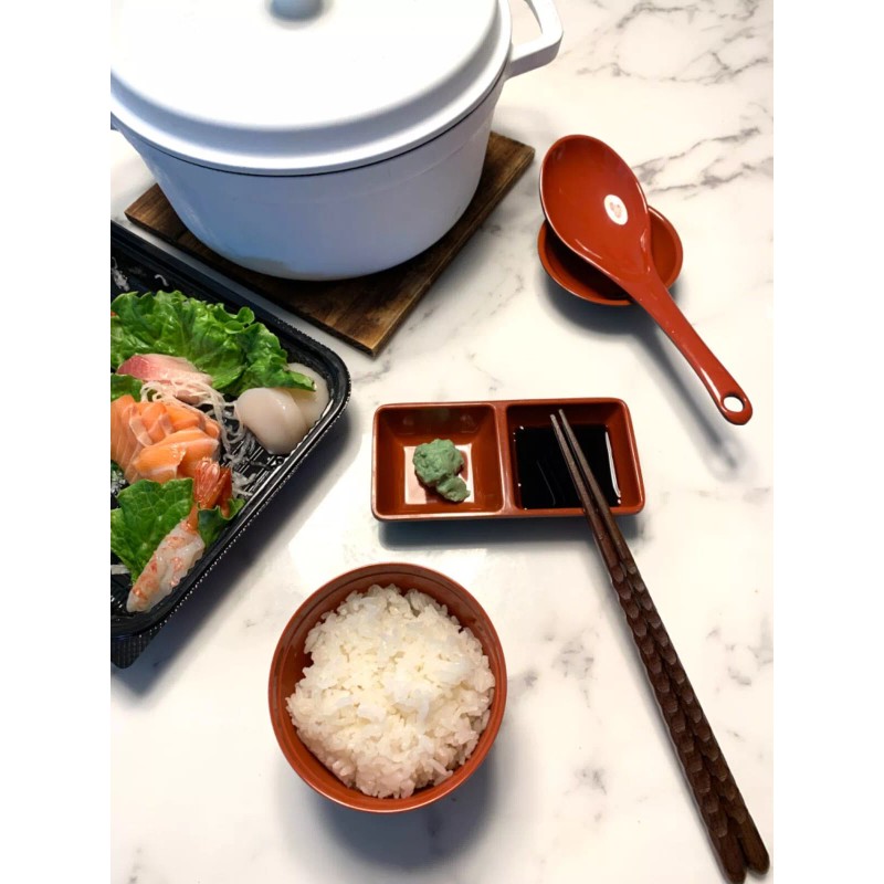 JapanBargain 4 Pack Japanese Red Black Serving Soup Spoon 2382x4