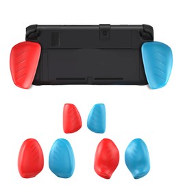 Protective Case with Interchangeable Handles for Switch 2 Grip, Ergonomic Design for Comfortable Gaming, Dockable Hard Shell Cover with Three Sizes of Grips, Black Case with Blue and Red Handles