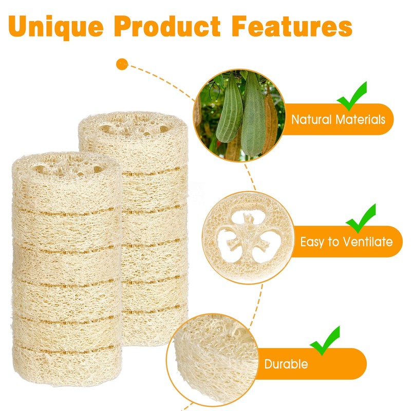 Pack of 30 Natural Loofah Sponge Soap Pads, 100% Loofah
