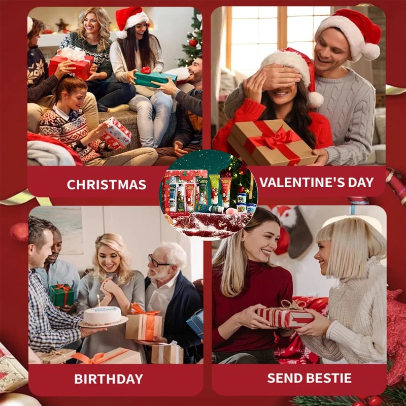 Christmas Hand Cream & Lip Balm Sets - 4Pcs Mini