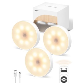 Goodea Led Under Cabinet Lights, Motion Sensor Rechargeable Light, 1000mAh Puck Lights with IR Remote, Under Counter Lights for Kitchen,cabinets,Closet,Stairs Indoor