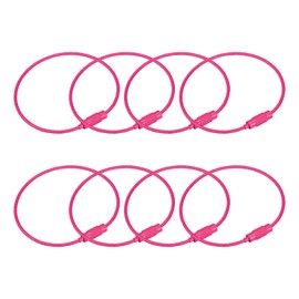 METALLIXITY Cable Key Rings (6.3"/ 160mm) 8 Pcs, Keychain Twist Loops - for Lanyards, Keychains, Luggage Tags, Rose Red