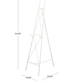 Deco 79 Metal Tall Adjustable Minimalist Display Stand Easel with Chain Support, 16" x 23" x 54", White