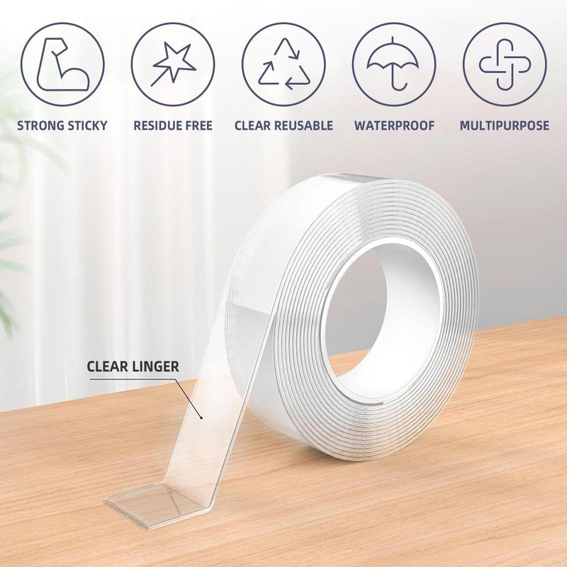 2 Rolls of Clear Double Sided Tape with 1 Small