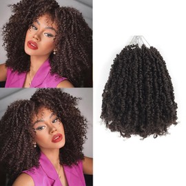 Datanala Yanky Twists Crochet Braiding Hair 12 Inch 9 Packs Pre-twisted Passion Twist Crochet Hair with Curls Micro Spring Twists Crochet Hair Pre-looped Curly Crochet Hair for Women (4#)