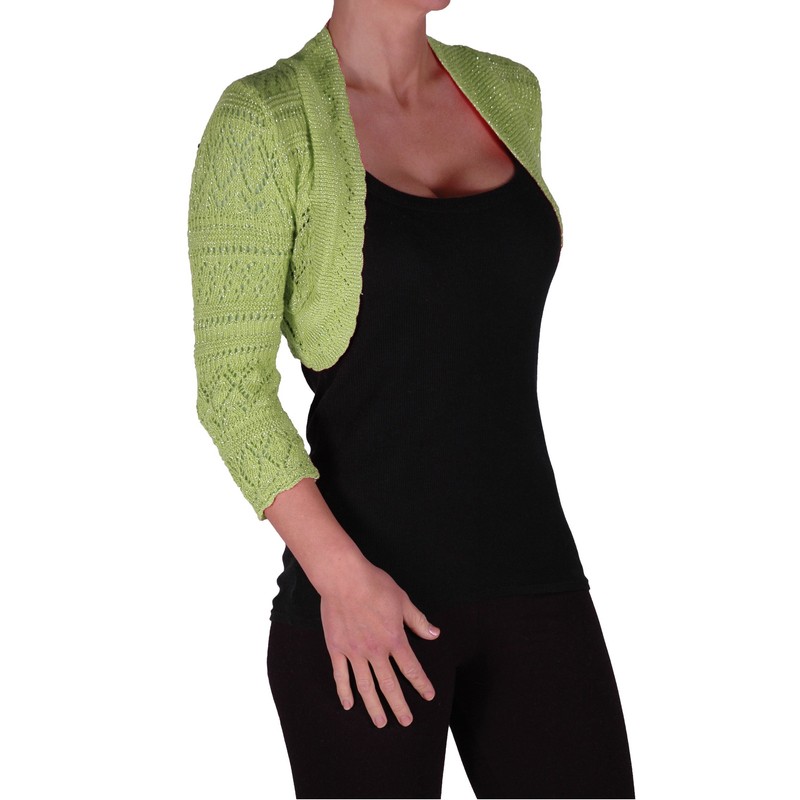 EyeCatchClothing - Lurex Lilly Glitz Ladies Crochet Knit Shrug One