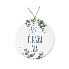 DiandDesignGift Therapist Ornament, Best Ever Christmas Gift for Therapist, Birthday Gift, Anniversary, Ceramic Ornament Printed on Both Sides, White