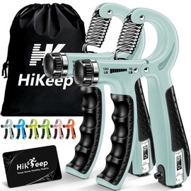 HiKeep Hand Grip Strengthener, Grip Strength Trainer - 2 Pack Adjustable Resistance 10-130 lbs Forearm Strengthener, Hand Exerciser for Muscle Building and Injury Recovery for Athletes (LightBlue)
