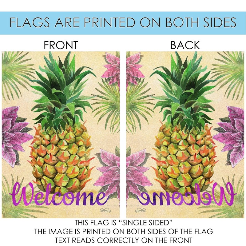Toland Home Garden 1112294 Welcome Floral Pineapple 12.5 x 18