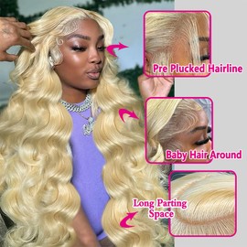 Jewhaut 613 13x6 Lace Front Wig Human Hair Body Wave Blonde Wig Human Hair 613 HD Transparent Lace Frontal Wigs Human Hair Pre Plucked Blonde Human Hair Wig 18 Inch