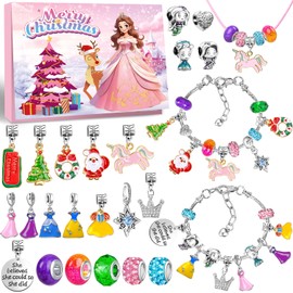 MOVINPE Princess Jewelry Advent Calendar 2024 for Teenage Girls Teen Girl, 24-Day Christmas Countdown - Charms, Necklace, Rings, DIY Bracelets Making Kit, Surprise Gifts for Daughter, Girlfriend,