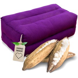 livasia Block Yoga Cushion Square Plain Modern Meditation Cushion Kapok Support Cushion Bolster Rectangular Yoga Pilates Accessories Neck Pillow Thai Pillow Handmade 17 x 34 x 12 cm (Purple Uni)