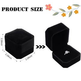 Wowagoga Ring Box - Velvet Ring Jewelry Storage Box Gift Box for Proposal, Wedding, Engagement, Ring Earrings Jewelry Counter Display Props - Black