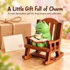 Frog Rocking Chair Figurine – Cute Resin Frog with Coffee