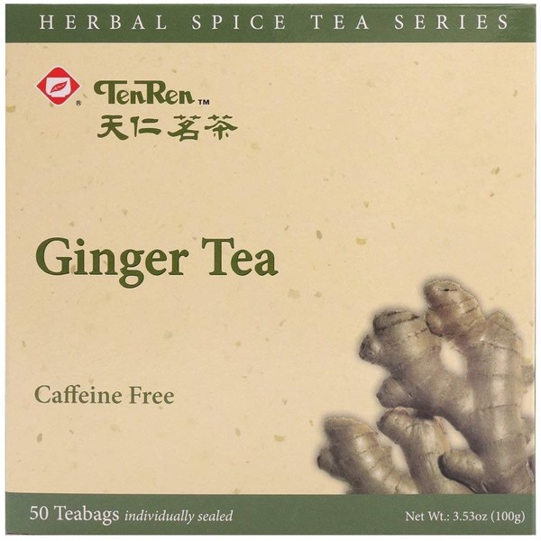 Ten Ren Ginger Tea, Individually Sealed, 50 Teabags