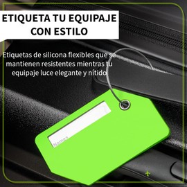 Timotech Set de 4 Etiquetas de Silicona para Equipaje, Etiquetas de Identificación de Maletas, Etiquetas para Maleta de Viaje, Ideales para Detectar Rápidamente la Maleta de Equipaje en Avión (Verde)