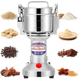 Moongiantgo Molinillo Eléctrico de Granos Molinillo de Hierbas Especias 50-300 Malla Máquina de Polvo de Acero Inoxidable Pulverizador de Materiales Secos para Cereales Especias Hierbas Capacity: 700g