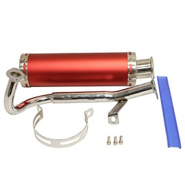 FixRightPro High Performance Exhaust System Muffler for GY6 50cc Scooter Moped TaoTao Jonway Kymco 139QMB Red