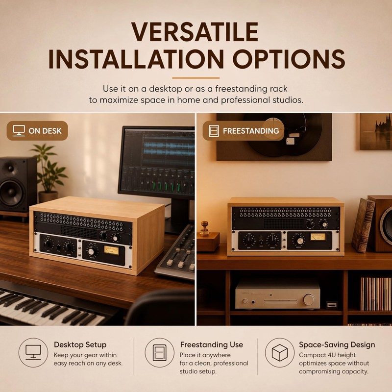 AceOrbit 4U Wooden Studio Rack for Pro Audio Gear 4u