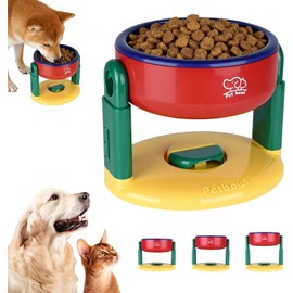 Cuenco para Mascotas de Altura Ajustable, Cuenco para Perros/comedero para Perros y Gatos, comedero para Mascotas, Protege el Cuello del Perro, con Ventosa para una sujeción Segura. (Rojo)