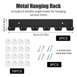 pilyero 2 Stück Schlüsselbrett, Schlüsselhaken, Schlüsselboard, Schwarz, Für Schlafzimmer Küche Hängender Schlüssel Rucksack Kleidung Handtuch Küchengeschirr, Kein Bohren Erforderlich