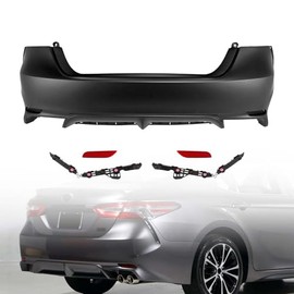 Rear Bumper Cover Fits 2018 2019 2020 2021 2022 2023 2024 Toy-ota Camry SE XSE Hybrid Sedan, W/Bracket Retainer Mount & Reflectors 521590X915 TO1100335