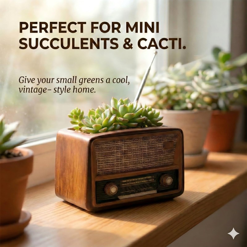Milnnie 4.7 Inch Unique Succulent Pots - Retro Radio Shaped