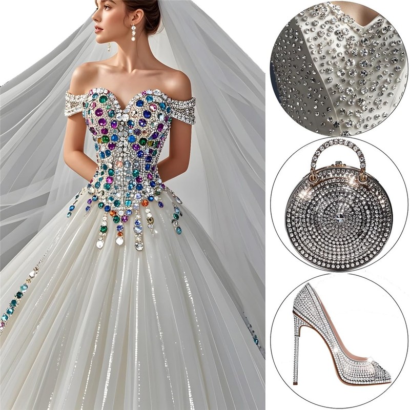 Hotfix Rhinestones Flatback Glass Rhinestone 288PCS SS30 5.8-6.2MM Round Gems