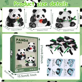 ARONRAVE 3-in-1 Panda Building Blocks Set, Panda Clamping Blocks, Mini Building Blocks Set, Panda Animal Building Block Set, Panda Gifts for Adults, Children