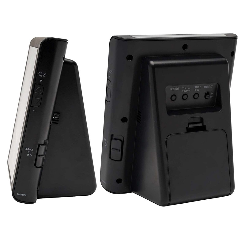 CASIO(カシオ) 目覚まし時計 電波 ブラック アナログ 常時点灯 温度 湿度 カレンダー 表示