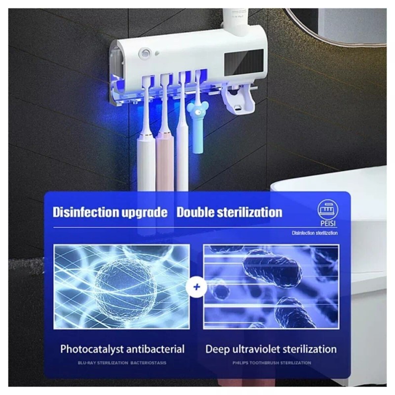 MagicTek UV Light Sterilizer Toothbrush Holder Cleaner & Automatic Toothpaste