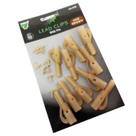 Carp On - 10pk of Safety Lead Fishing Clips With T-bar Peg Terminal Tackle - To Make Your Own Rigs - Available in Brown & Green (10 x Brown) [15-767B]