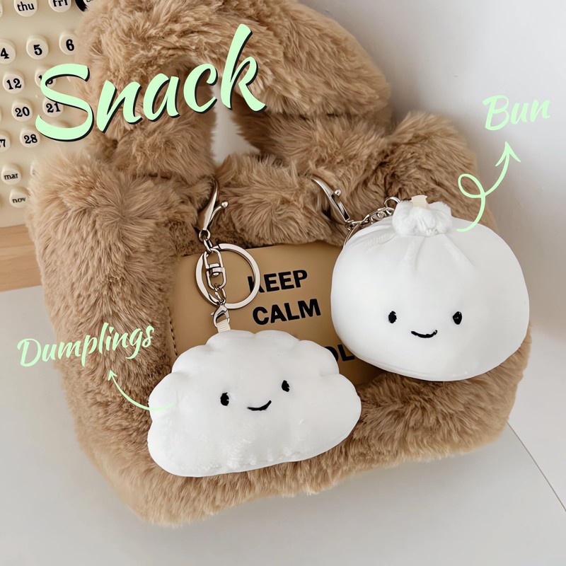 VICKYPOP Dumpling Keychain Cute and Interesting Backpack Pendant for Women