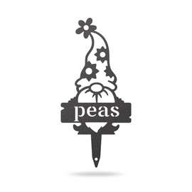RealSteel Brand, Gnome Plant Markers for Outdoors, Garden Labels Metal Stake, Plant Tags, Garden Sign for Vegetables, Outdoor Decorations, Yard and Gardening Gift - PEAS
