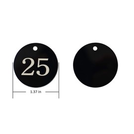 StayMax Acrylic ID Number Tags Key Tags with Key Rings Black (0-200)