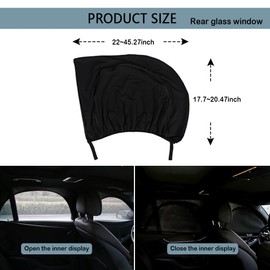 Upgrade Stretchable&Breathable SUV Car Window Shade - Oversize Double Mesh for Heat Shading and Bug&UV Protection - Car Must Have Privacy Shades for Car,Truck,SUV When Camping (Rear window/2pcs)