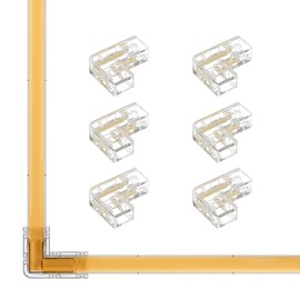 FCOB COB 2 Pin 5 mm L-Shaped Connector Kit 6 Pieces 2 Pin 5 mm Gapless L-Shaped Connector for Gapless Soldering 5 mm PWM Plain + V -V LED Strip